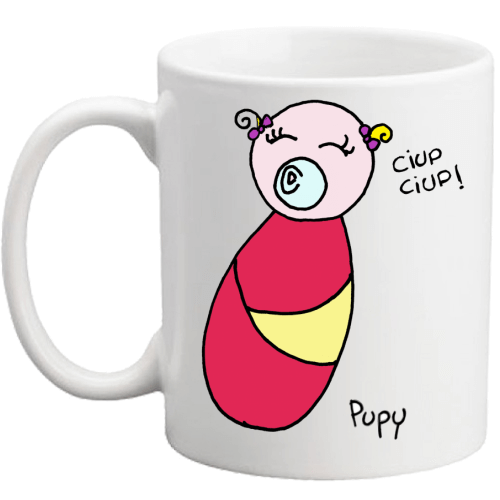 tazza con un disegno di Pupy